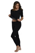 Siyah Kadın Yarım Kollu Termal Sauna Atlet Tayt Takım - 746 - Beden 3XL - Görsel 2