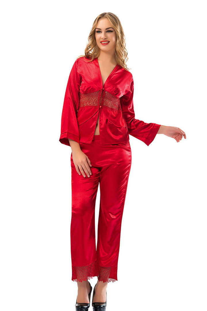 1001763_0010598_kirmizi-saten-pijama-takimi-1601.jpeg Kırmızı Saten Pijama Takımı - 1601 - Beden L - Görsel 1