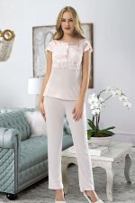 Pudra Penye Pijama Takımı - 1417 - Beden S/M - Görsel 2