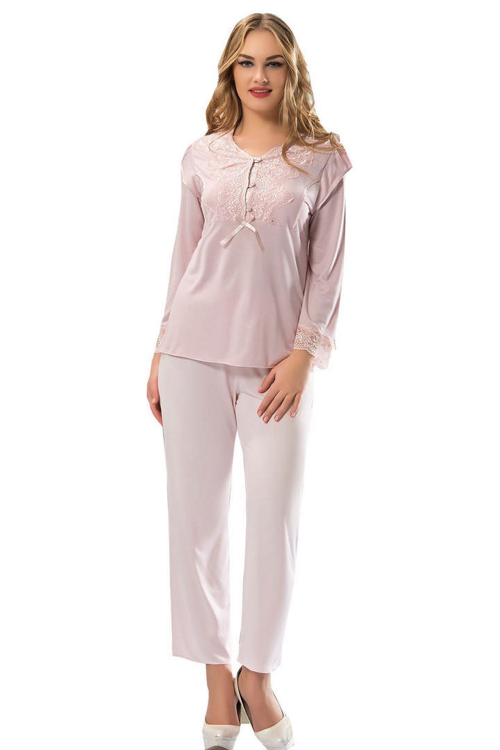 1001811_0010587_ekru-penye-pijama-takimi-1567.jpeg Ekru Penye Pijama Takımı - 1567 - Beden L - Görsel 1
