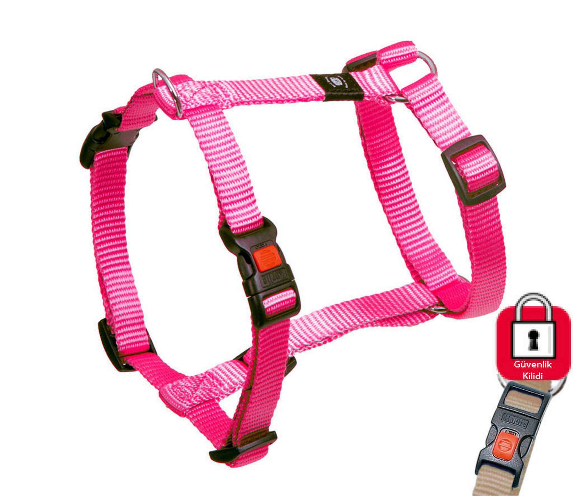 1013679_98246773.jpg Karlıe Kilitli Göğüs Tasması 25-40cm Kırmızı - Görsel 1