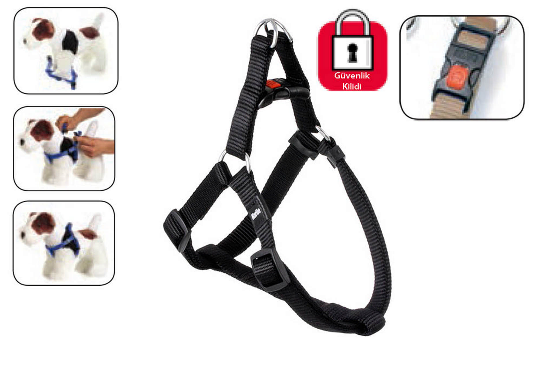1013743_47370632.jpg Karlıe Kilitli Göğüs Tasma S 25-45cm Siyah - Görsel 1