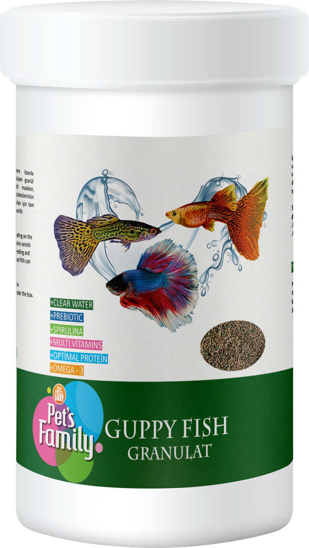 1021323_1f1c07ed5b093b3e5af393dc3af2e7bf.jpg Pets Family Guppy Fısh Granulat 250ml/110g - Görsel 1