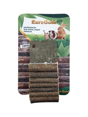 EuroGold Doğal Ahşap Kemirgen Merdiveni Tek Platformlu 7x30cm