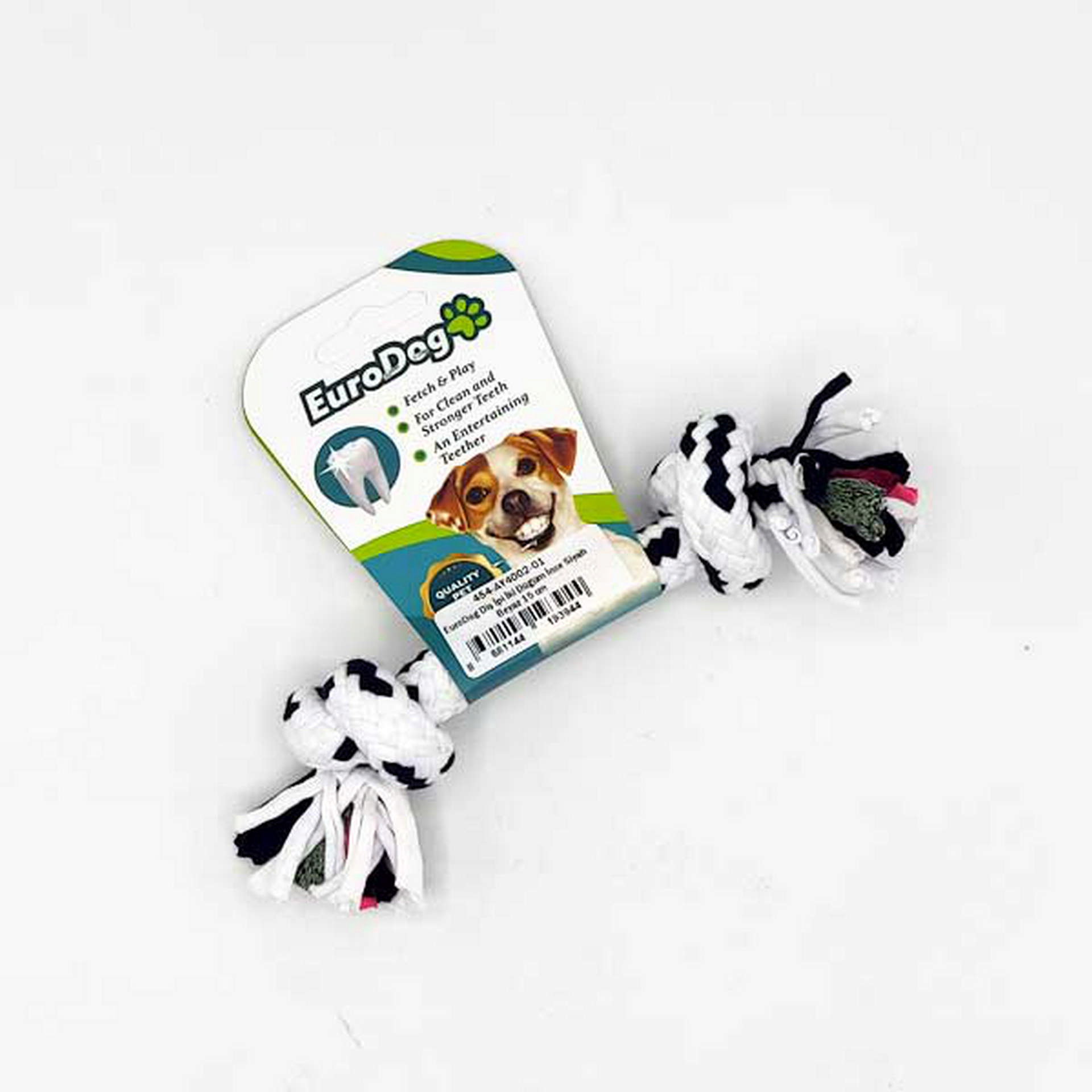 1047828_454-AY4002-01.jpg EuroDog Diş İpi İki Düğüm İnce Siyah Beyaz 15 cm - Görsel 1