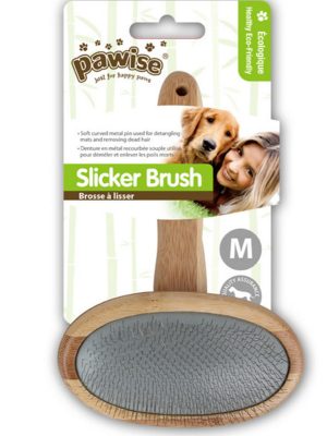 Pawise Ahşap Tutma Saplı Oval Kedi Ve Köpek Tarama Fırçası Medium