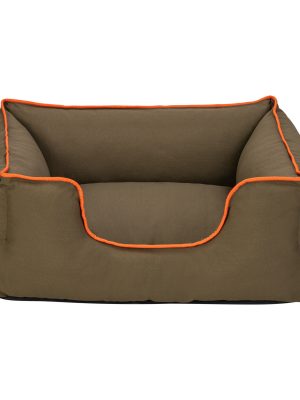 Pet Comfort Alpha  Kedi ve Köpek Yatağı Haki w Turuncu Biye S 60x50cm