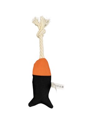 Pet Comfort İpli Balık Su Geçirmez Kedi Oyuncağı Siyah-Turuncu Ø6cm, 24cm
