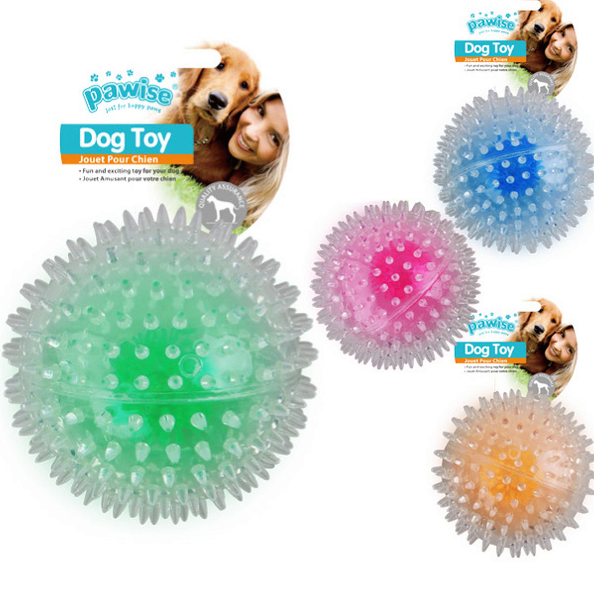 1072081_679-14552.jpg Pawise Flash Bouncer Ball Işıklı Şeffaf Plastik Top Köpek Oyuncağı 12 cm - Görsel 1