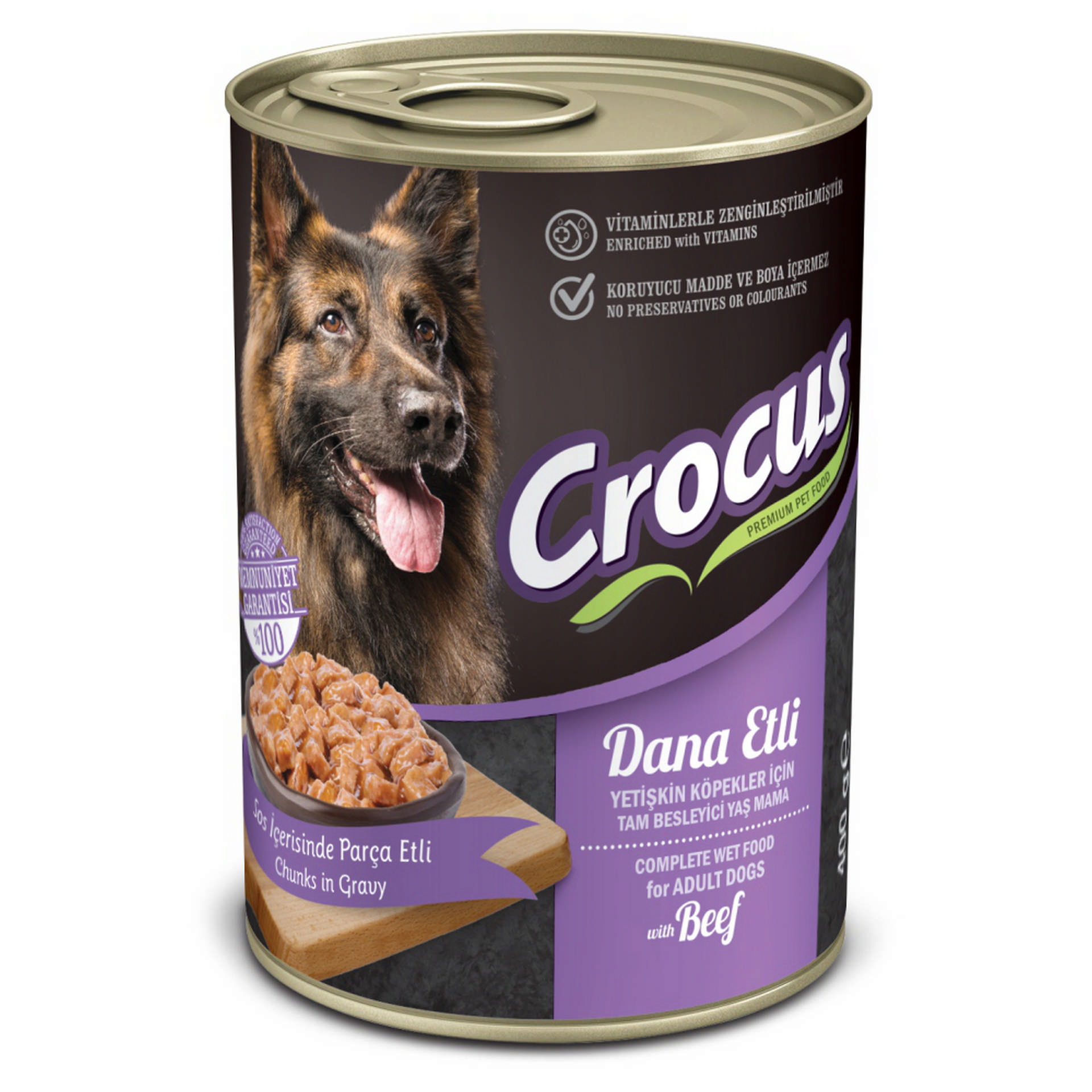 1108750_90f1502f7a43533a905c1b041f75d389.jpg CROCUS YETIŞKIN KÖPEK DANA ETLI YAŞ MAMA 400 GR - Görsel 1