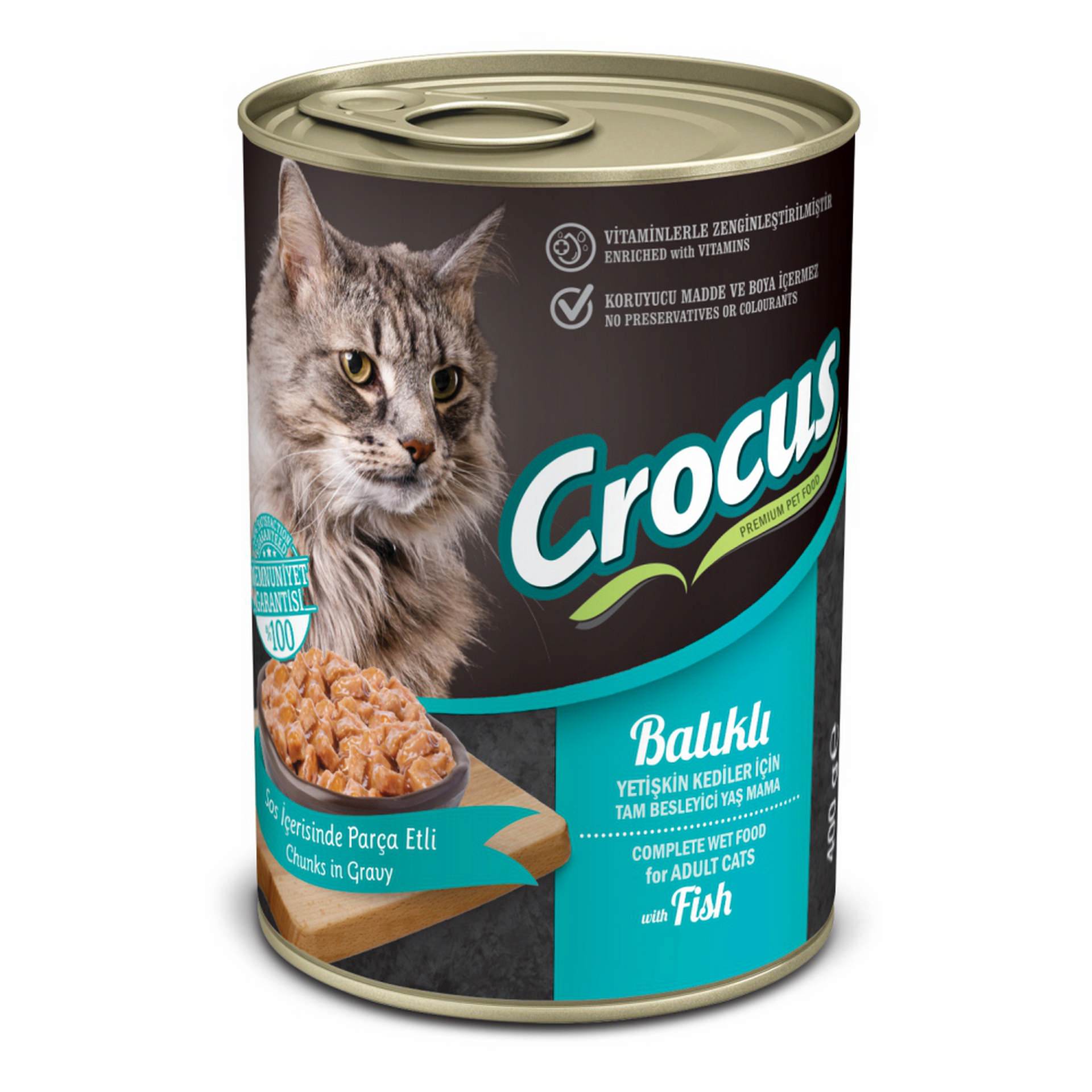 1108755_c619faf26b9ccbe67cc00ef5f3d47994.jpg Crocus Yetişkin Kedi Balıklı Yaş Mama 400g - Görsel 1