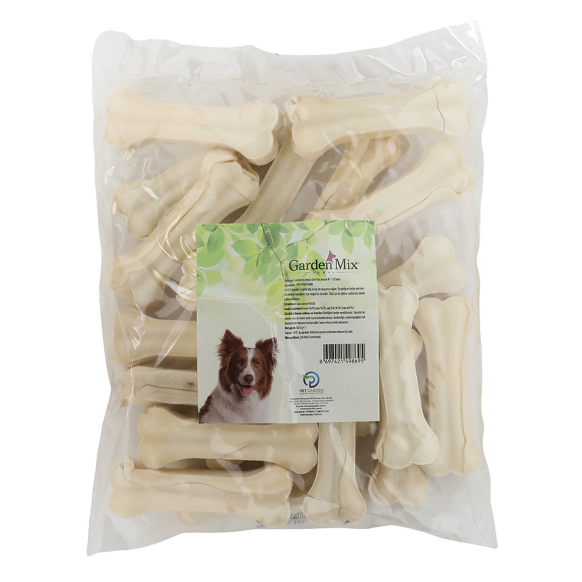 1109538_f864e1a788282c9c54efaad1ae02e736.jpg Gardenmix Sütlü Deri Kemik 10cm 40-45g.20 Li Paket - Görsel 1