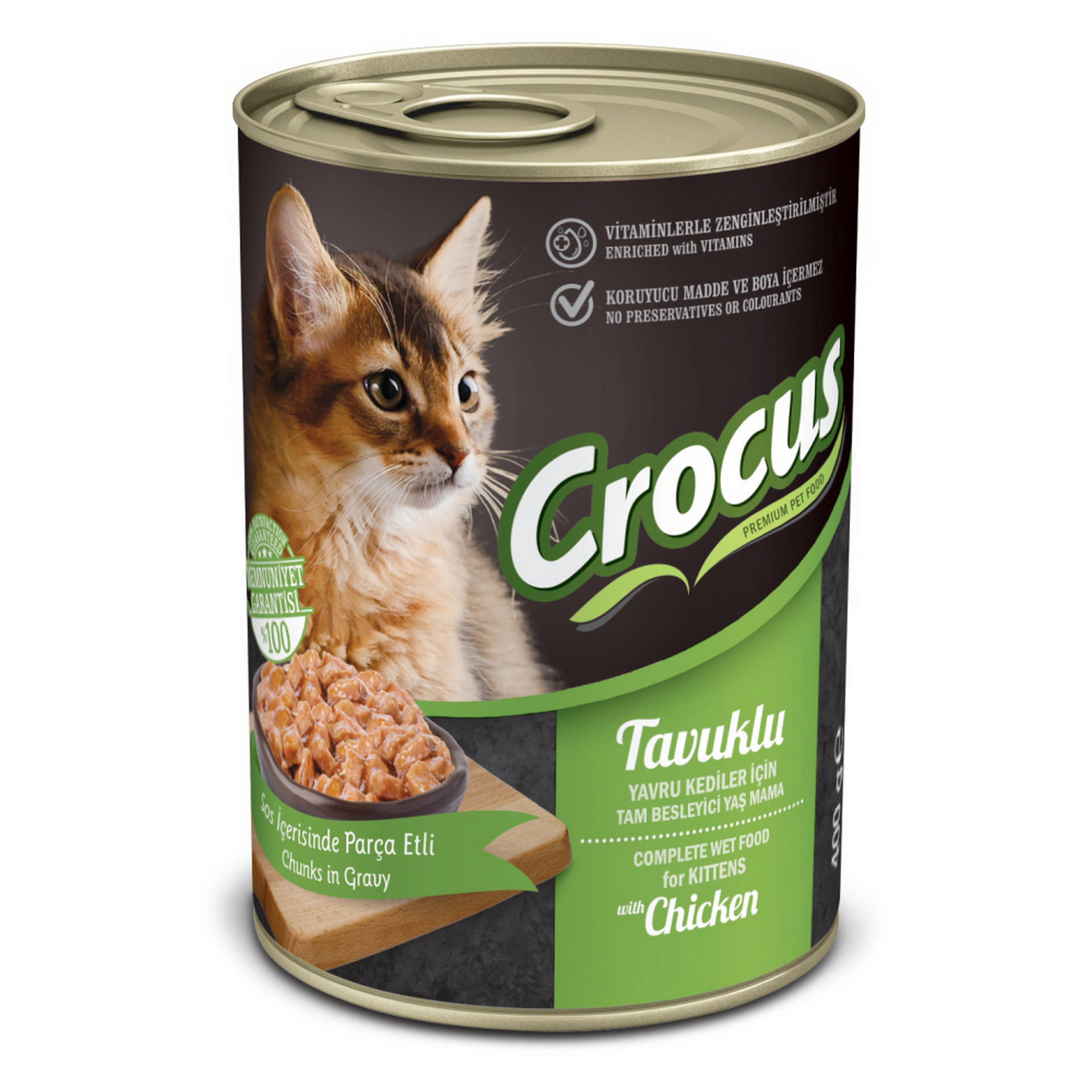 1112296_16fb405a9ece93cb251e0f98191517b4.jpg Crocus Yavru Kedi Tavuklu Yaş Mama 400g - Görsel 1