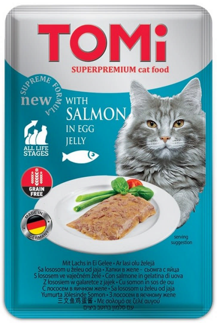 1118586_436bb566449712e7736d43438f7800c6.jpg Tomi Kedi Somon Ve Yumurta Tahılsız Pouch Mama 100gr (pate) - Görsel 1