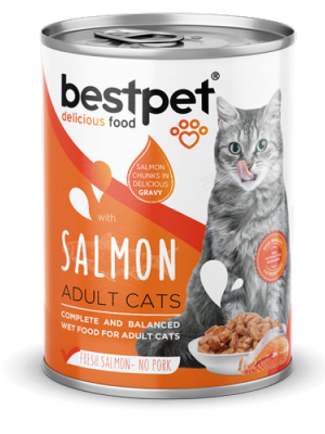 Bestpet 400 gr X 12 ADET  Kısırlaştırılmış Kediler İçin, Taze Somon Parça Etli Ve Soslu Yaş Mama