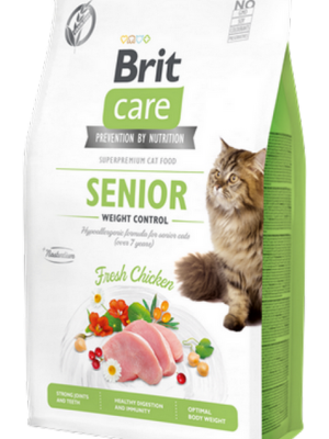 Brit Care 2 kg Kilo Kontrolü İhtiyacı Olan Yaşlı Kediler İçin, Tahılsız, Hipoalerjenik, Taze Tavuk Etli Kuru Mama