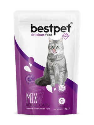 Bestpet 1 kg X 10 ADET  Yetişkin Kediler İçin Mix Tavuk Etli, Kuzu Etli Ve Balıklı Kuru Mama
