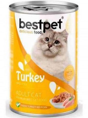 Bestpet 400 gr X 12 ADET  Yetişkin Kediler İçin, Taze Hindi Parça Etli Ve Soslu Yaş Mama