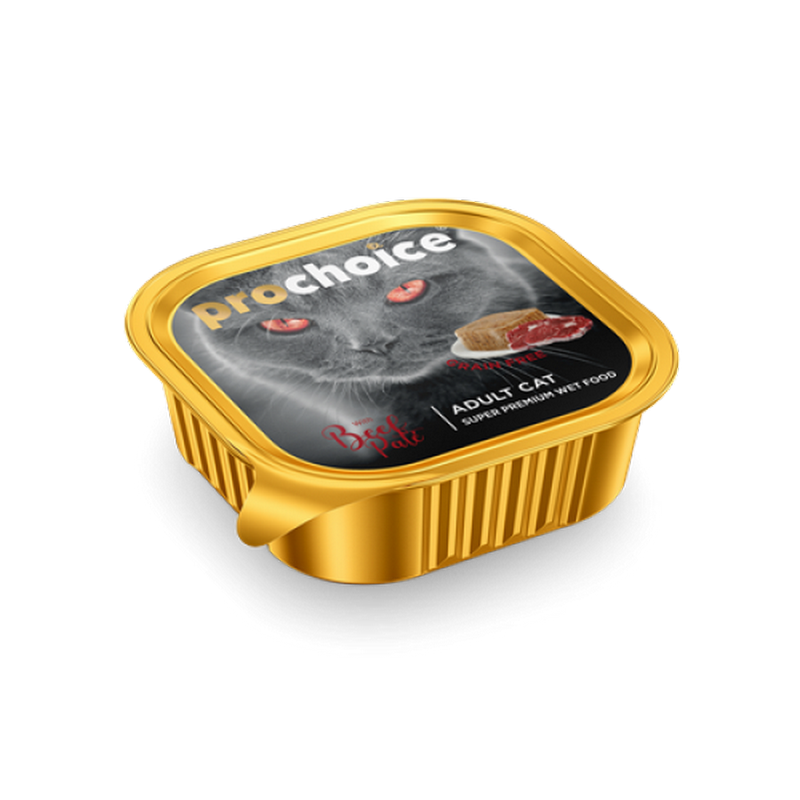 1138268_247PROCHOICE-ALU-TRAY-PATE-ADULT-CAT-BEEF-100gr-1.png Prochoice 100 gr X 16 ADET Yetişkin Kediler İçin, Sığır Etli Ezme - Görsel 1
