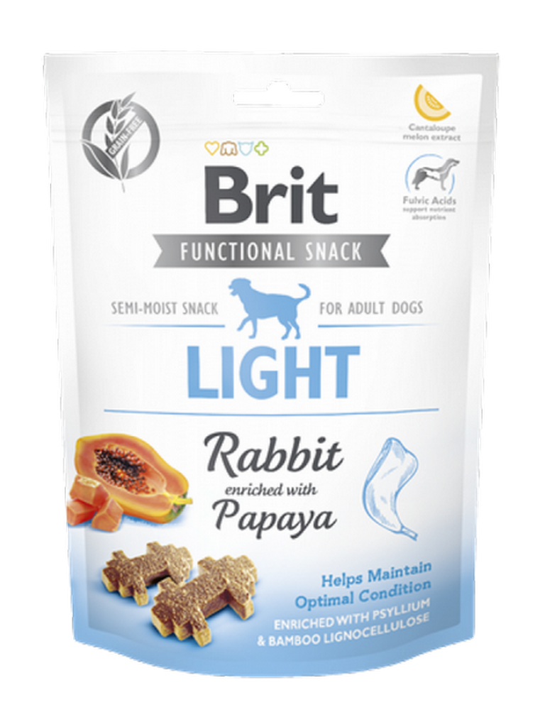 1138283_229BRIT-CARE-FUNCTIONAL-SNACK-LIGHT-RABBIT-PAPAYA-150gr-1.png Brit Care 150 gr X 10 ADET Kilo Kontrolü İçin, Tahılsız, Tavşan Etli Ve Papayalı, Fonksiyonel Yetişkin Köpek Ödülü - Görsel 1