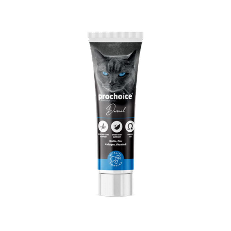 1138290_256PROCHOICE-DERMAL-PASTE-100ml-1.png Prochoice 100 ml X 12 ADET Dermal Pasta Kediler İçin Cilt - Tüy Bakımı Gıda Takviyesi - Görsel 1