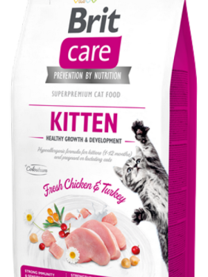 Brit Care 7 kg Yavru Kediler, Hamile Veya Emziren Kediler İçin, Tahılsız, Hipoalerjenik, Taze Tavuk Ve Hindi Etli Kuru Mama