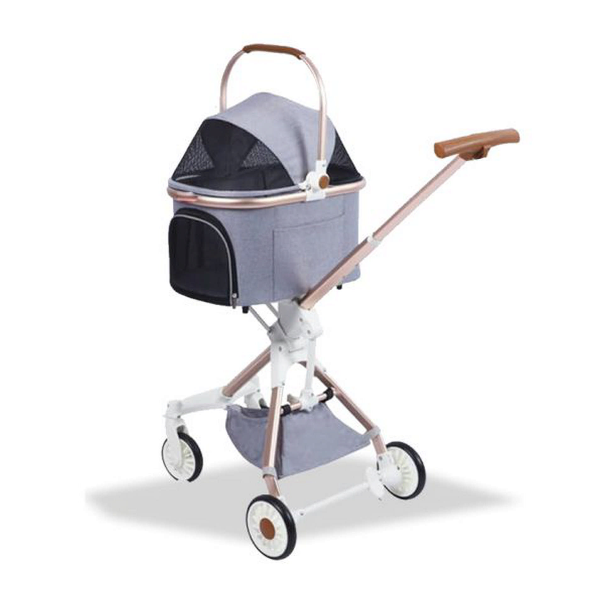 1140164_454-STR-PC700G-G.jpg EuroDog Katlanabilir Köpek Arabası Gri 83x48,5x110 cm - Görsel 1