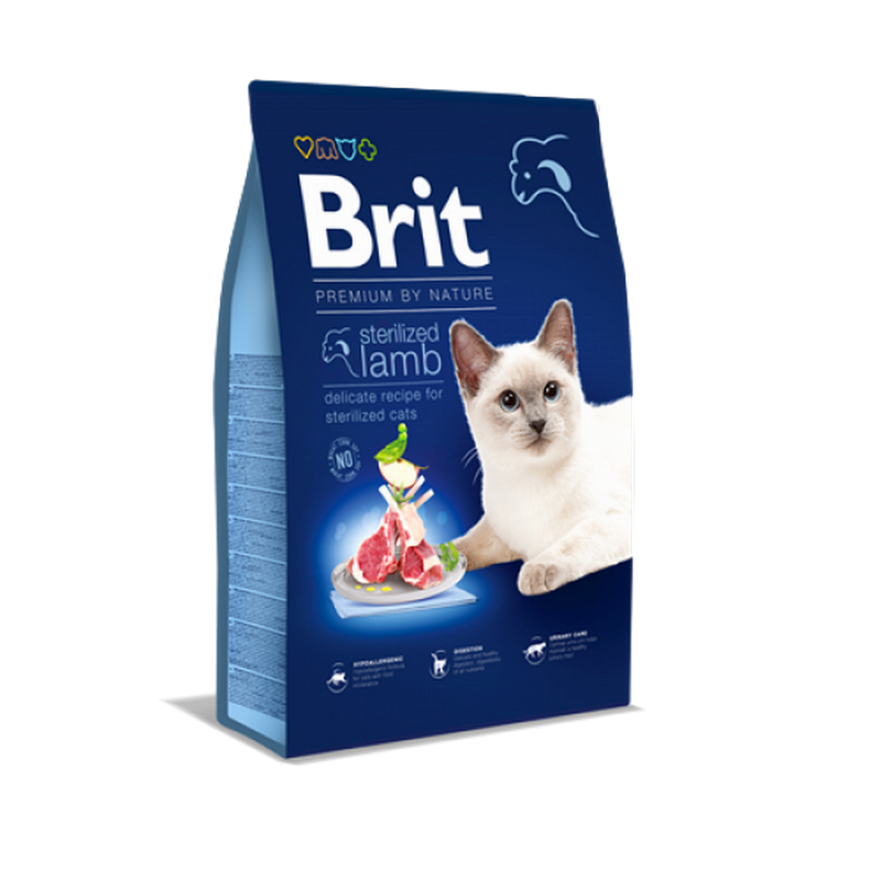 1140184_92BRIT-PREMIUM-BY-NATURE-STERILIZED-LAMB-8kg.png.png BRIT PREMIUM BY NATURE 8 KG KISIRLAŞTIRILMIŞ KEDILER İÇIN, KUZU ETLI KURU MAMA - Görsel 1