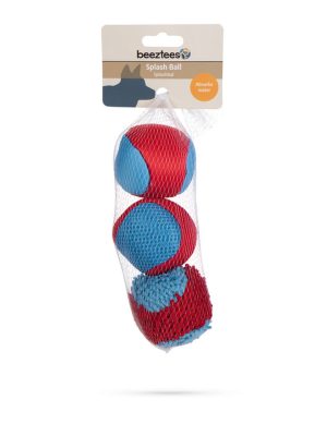 Beeztees Köpek Oyuncağı, Yüzen, İçi Su Dolabilen Toplar, Mavi/Kırmızı, 3 Adet, 6,2cm