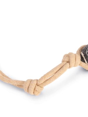 Beeztees Köpek Oyuncağı, İpli Tenis Topu, Kauçuk, Gri/Kahverengi, İp 39cm, Top 6,3cm