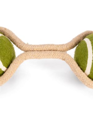 Beeztees Köpek Oyuncağı, İpli İki Tenis Topu, Kauçuk, Gri/Kahverengi, 21cm, Top 6,3cm