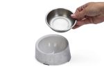 Beeztees DBL Kedi Mama Su Kabı, Paslanmaz Çelik, Beyaz Mermer Görünümlü, 14,5x3,3x7,6cm, 160ml - Görsel 3