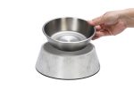Beeztees DBL Köpek Mama Su Kabı, Mat Paslanmaz Çelik, Beyaz Mermer Görünümlü, 22cm, 700ml - Görsel 2