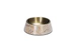 Beeztees DBL Köpek Mama Su Kabı, Mat Altın Rengi Paslanmaz Çelik, Bej Mermer Görünümlü, 17,5cm, 350m