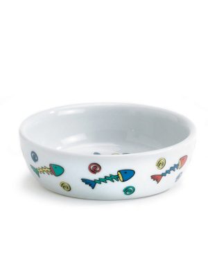 Beeztees Kedi Mama Su Kabı, Porselen, Beyaz, 13,5cm, 330ml