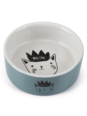 Beeztees Kedi Mama Su Kabı, Seramik, Mavi, 11,5cm, 180ml