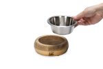Beeztees DBL Köpek Mama Su Kabı, Dışı Masif Ahşap, Paslanmaz Çelik, 13,5cm, 350ml - Görsel 3