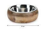 Beeztees DBL Köpek Mama Su Kabı, Dışı Masif Ahşap, Paslanmaz Çelik, 21cm, 1300ml - Görsel 3