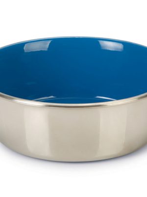 Beeztees Köpek Mama Su Kabı, Paslanmaz Çelik, İçi Mavi, 20cm, 1,9L