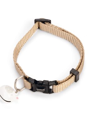 Beeztees Kedi Boyun Tasması, Zilli, Bej, 20-30cm