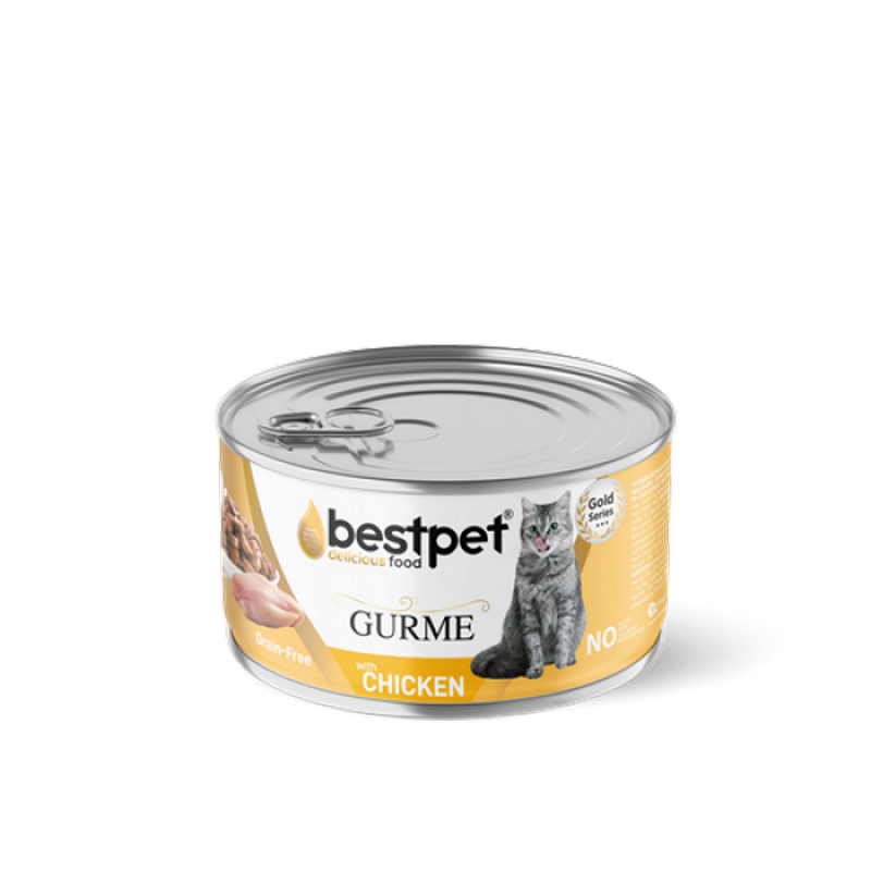 1150488_160BESTPET-GURME-ADULT-CATS-CHICKEN-IN-JELLY-85gr-1.png Bestpet 85 gr X 24 ADET Yetişkin Kediler İçin Tahılsız, Jöle İçinde Tavuk Etli Yaş Mama - Görsel 1