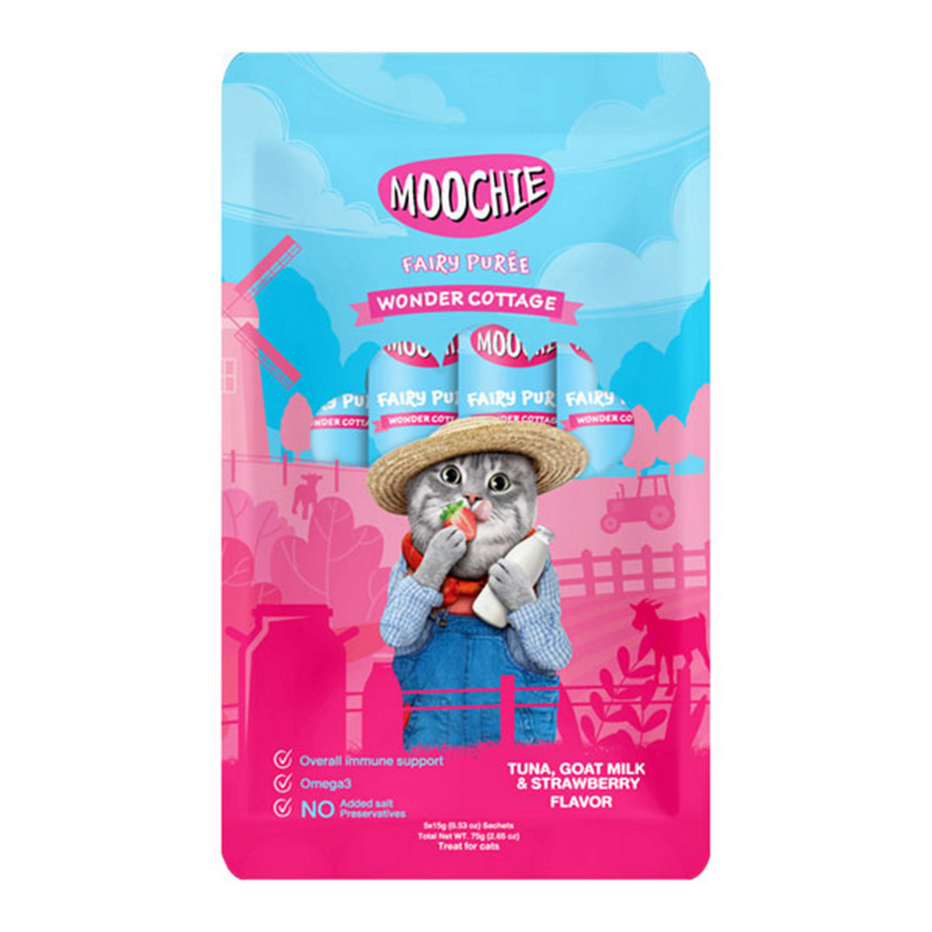 1177230_446-C0175.jpg Moochie Sıvı Kedi Ödülü Keçi Sütü-Çilek 5x15 Gr - Görsel 1