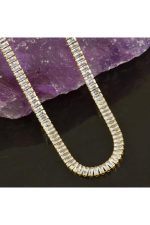 4 mm Baget Taşlı Zirkon Lüks Çelik Kolye-Sarı - Görsel 3