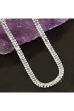 4 mm Baget Taşlı Zirkon Lüks Çelik Kolye-Sarı - Görsel 2
