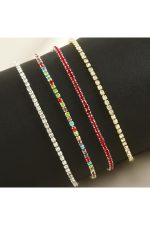 2 mm Minik Şerit Taşlı Suyolu Bileklik-Gümüş Rengi - Görsel 2