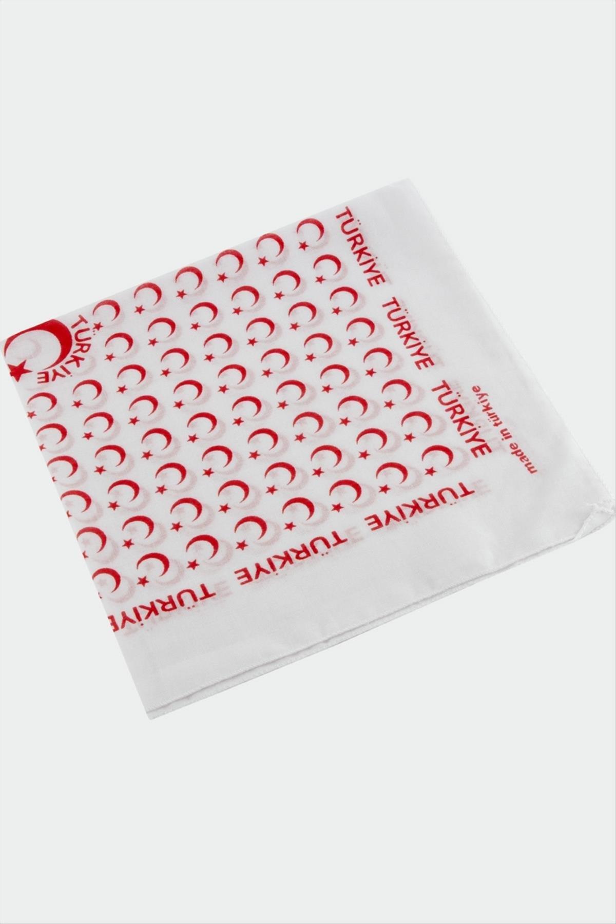 1203679_Ay-Yildiz-Desenli-Bandana-5050-c689.jpg Ay Yıldız Desenli Bandana 50X50-Beyaz - Görsel 3