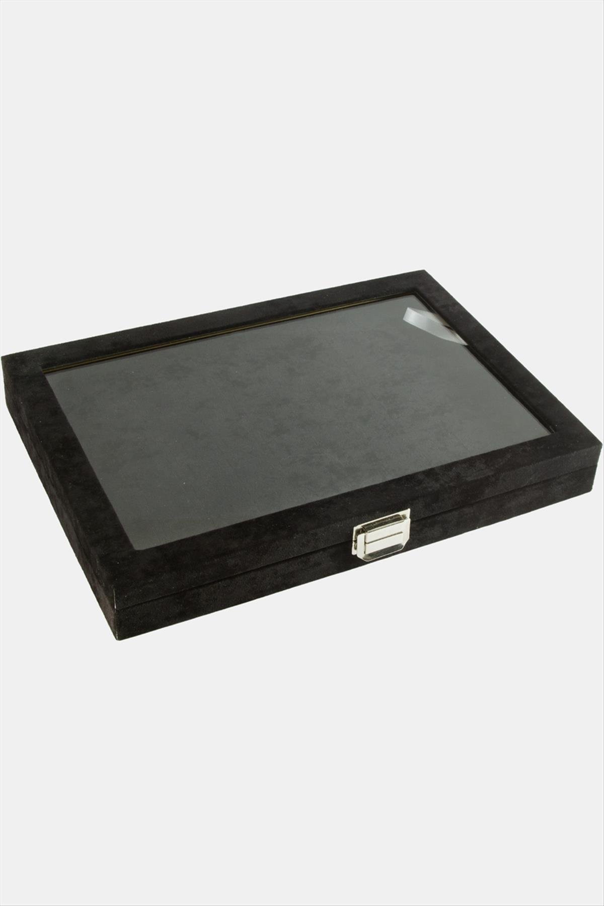1206155_cam-kapakli-anfora-kumas-batirmali-yuz-4ede-.jpg Cam Kapaklı Anfora Kumaş Batırmalı Yüzük Standı 24X34 cm-Siyah - Görsel 3