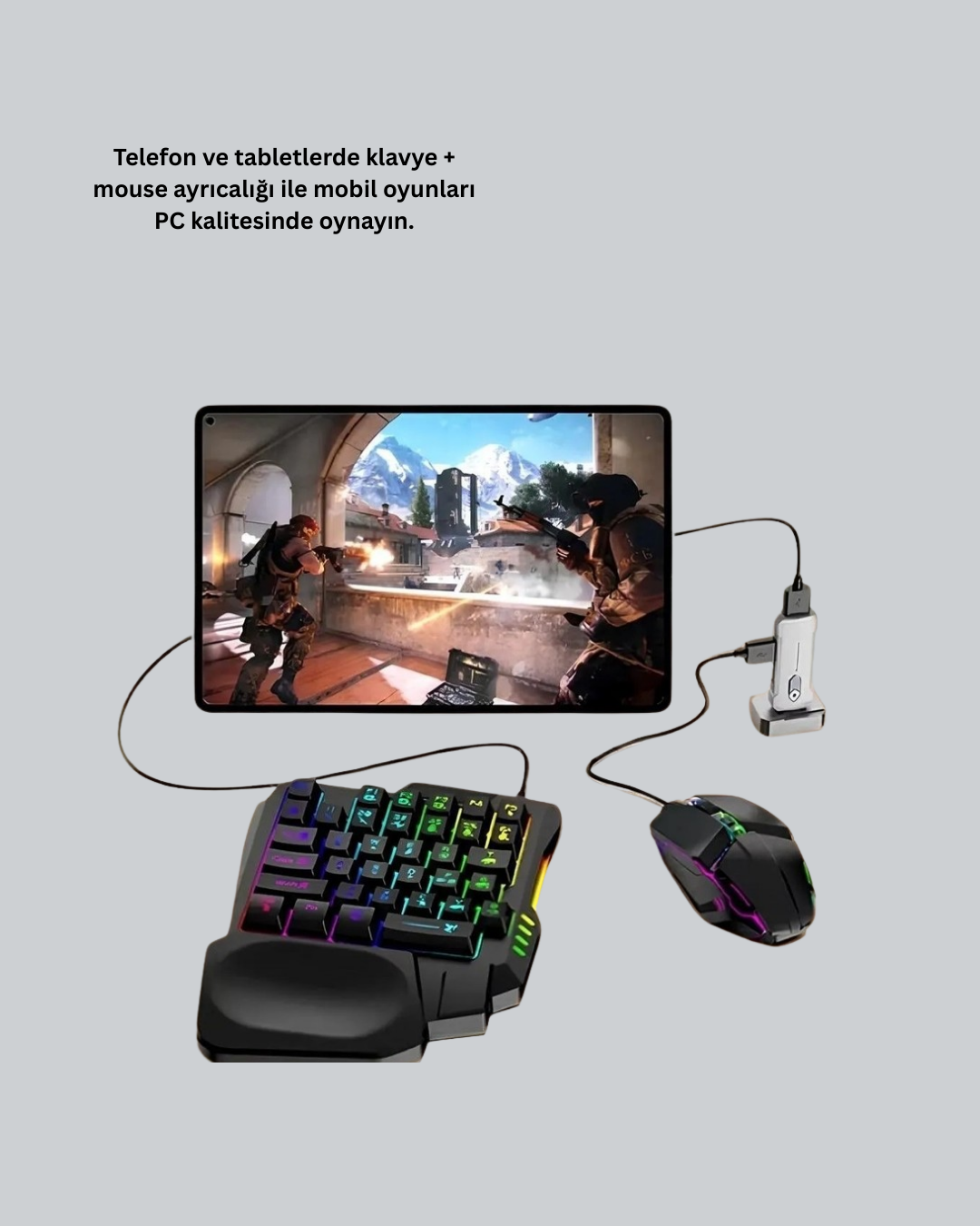 1210302_10-145.png Rekabetçi Mobil Oyun Aksesuarı | Klavye + Mouse + Hızlı Dönüştürücü - Görsel 5