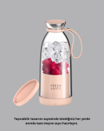 Pembe ve Beyaz Renk Seçenekli Mini Boy Meyve Sıkıcı - Görsel 2