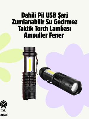2000 Lümen LED El Feneri - Suya Dayanıklı, Odaklı, Klipsli